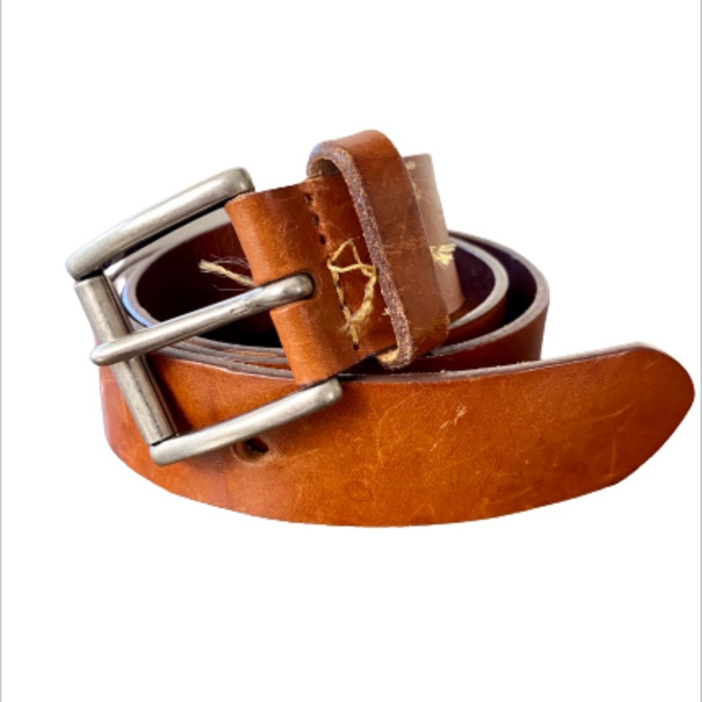 EXPRESS LIGHT BROWN LEATHER SILVER BUCKLE BELT